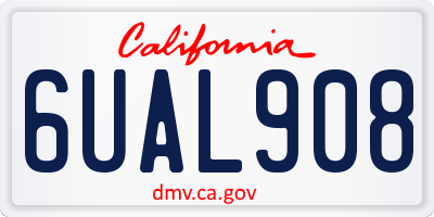 CA license plate 6UAL908