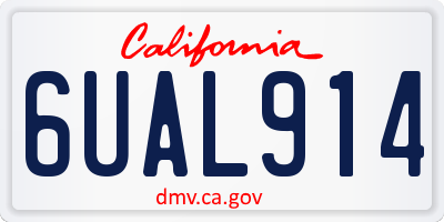 CA license plate 6UAL914