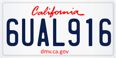 CA license plate 6UAL916