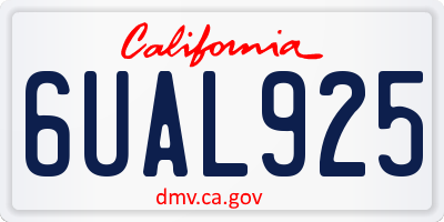 CA license plate 6UAL925