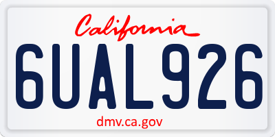 CA license plate 6UAL926