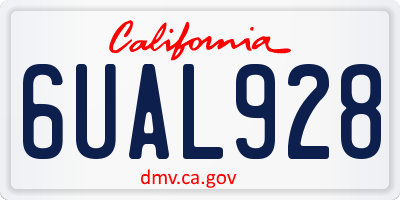 CA license plate 6UAL928