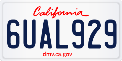 CA license plate 6UAL929