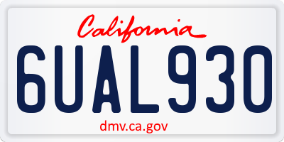 CA license plate 6UAL930