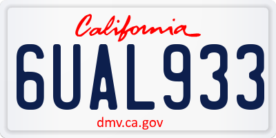 CA license plate 6UAL933