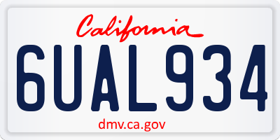 CA license plate 6UAL934