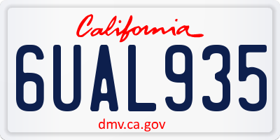 CA license plate 6UAL935