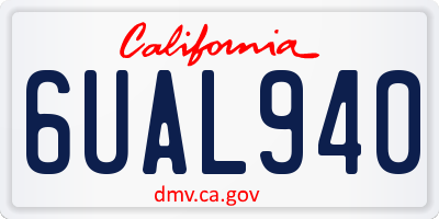 CA license plate 6UAL940