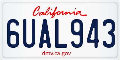 CA license plate 6UAL943