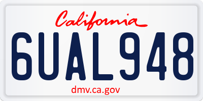 CA license plate 6UAL948