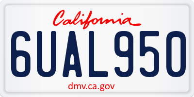 CA license plate 6UAL950