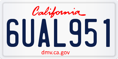 CA license plate 6UAL951
