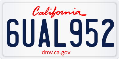 CA license plate 6UAL952