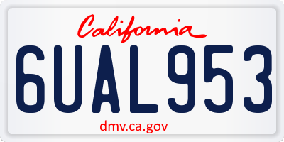 CA license plate 6UAL953