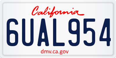 CA license plate 6UAL954