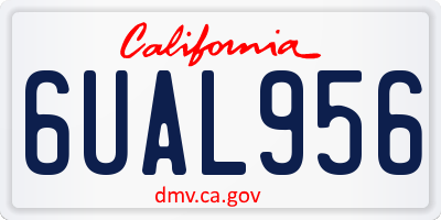 CA license plate 6UAL956