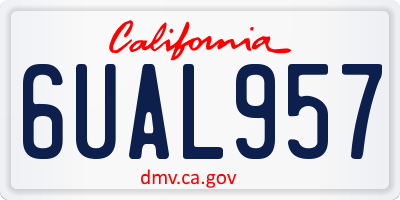 CA license plate 6UAL957