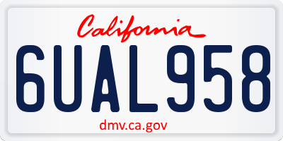 CA license plate 6UAL958