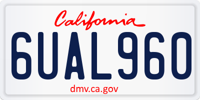 CA license plate 6UAL960