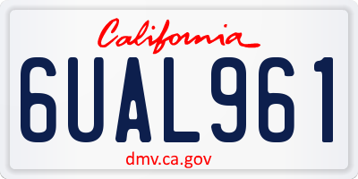 CA license plate 6UAL961
