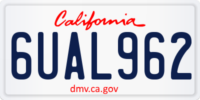 CA license plate 6UAL962