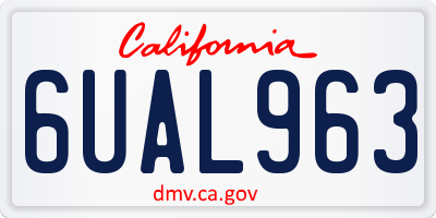 CA license plate 6UAL963