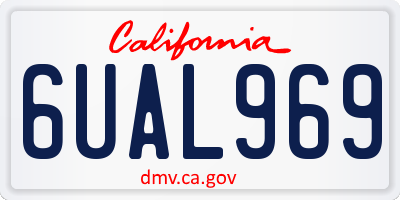 CA license plate 6UAL969