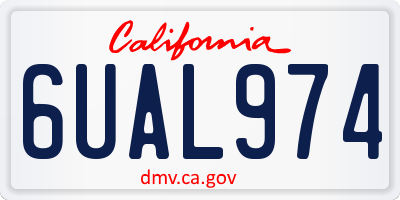 CA license plate 6UAL974