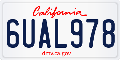 CA license plate 6UAL978