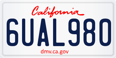 CA license plate 6UAL980