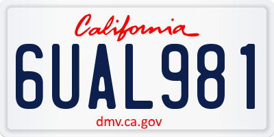 CA license plate 6UAL981