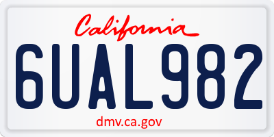 CA license plate 6UAL982