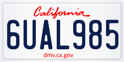 CA license plate 6UAL985