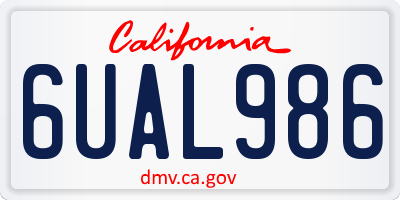 CA license plate 6UAL986