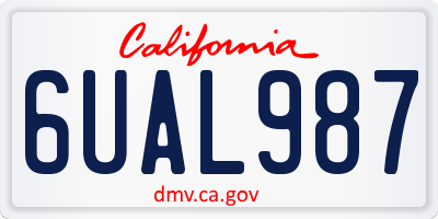CA license plate 6UAL987