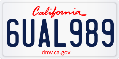 CA license plate 6UAL989