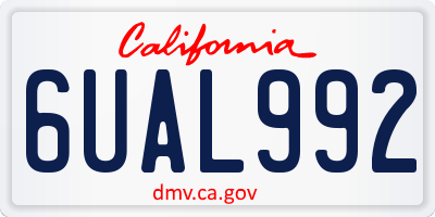 CA license plate 6UAL992