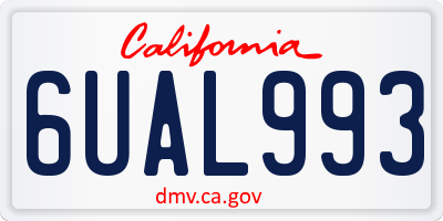 CA license plate 6UAL993