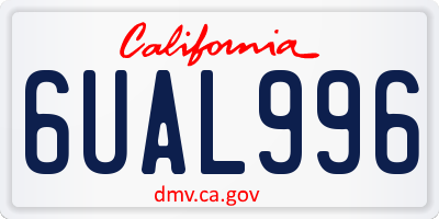 CA license plate 6UAL996