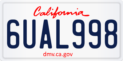 CA license plate 6UAL998