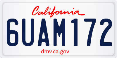 CA license plate 6UAM172