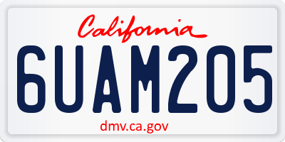 CA license plate 6UAM205