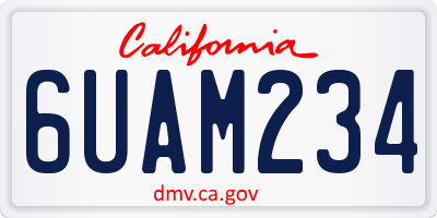 CA license plate 6UAM234