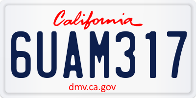 CA license plate 6UAM317
