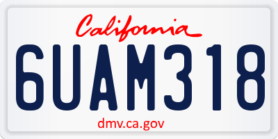 CA license plate 6UAM318