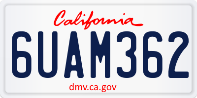 CA license plate 6UAM362