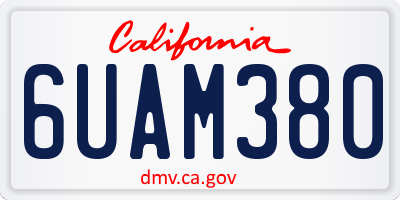 CA license plate 6UAM380