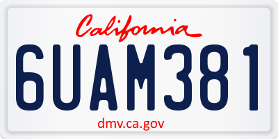 CA license plate 6UAM381