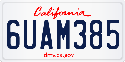CA license plate 6UAM385