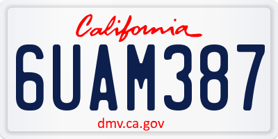 CA license plate 6UAM387